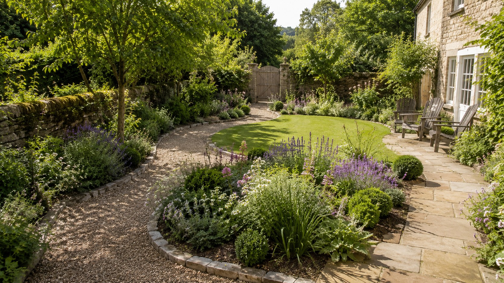Country cottage style garden